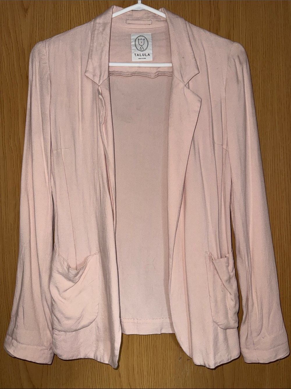 Talula Pale Pink Open-Front Blazer